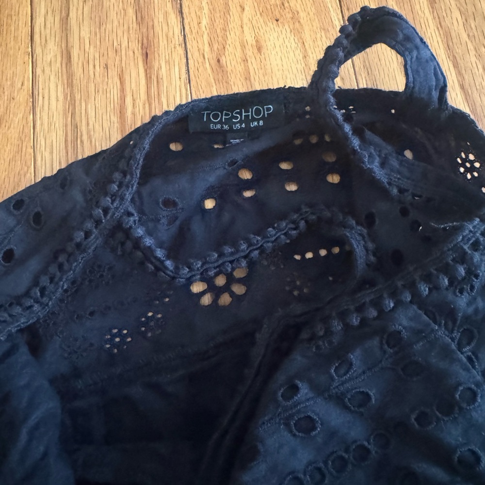 Topshop Black Eyelet Midi Sundress - Picture 3 of 4